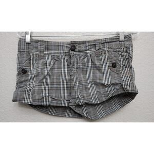 American Eagle Outfitters Blue Black Plaid Flat Front Shorts 2 Lightweight Soft